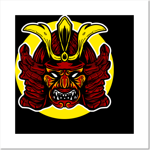 Samurai mask shogun japanse Wall Art by khamidfarhan182